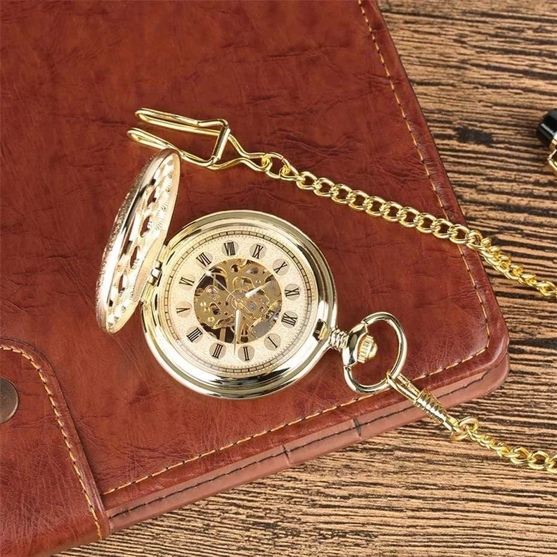 Taschenuhr, hohles Skelett, Handaufzug, Anhängeruhr, Vintage-Uhr für Männer und Frauen