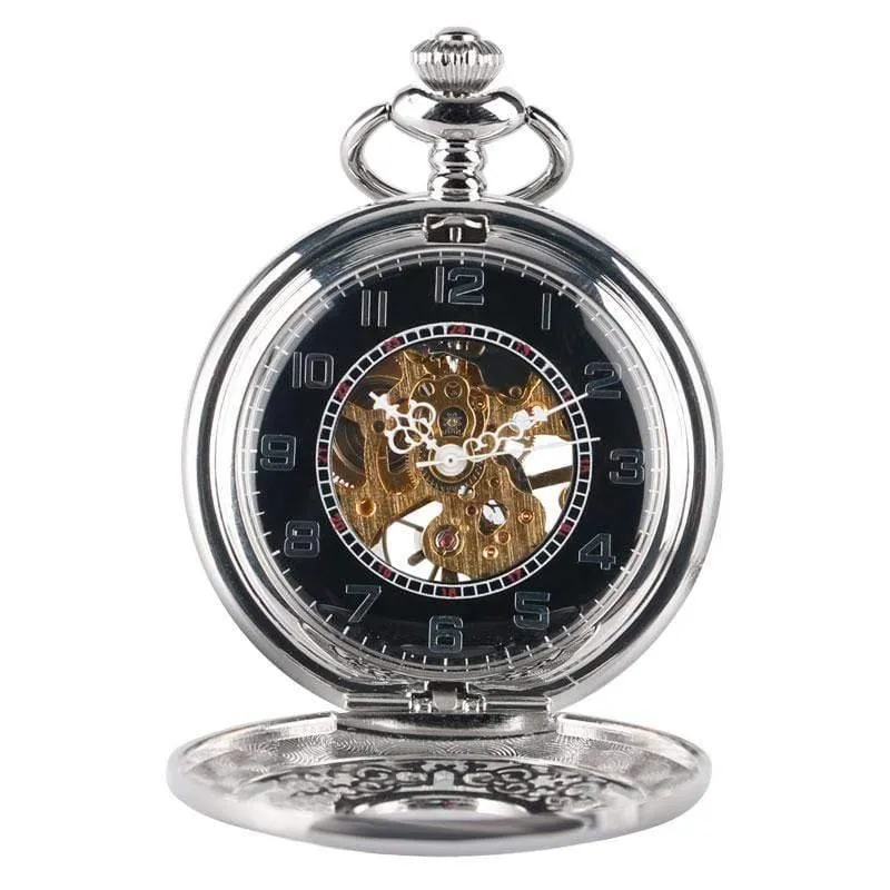 Taschenuhr Retro Silber Exquisite Halskette Klassischer Anhänger Mechanische Hohle Frauen Skelett Geschenk