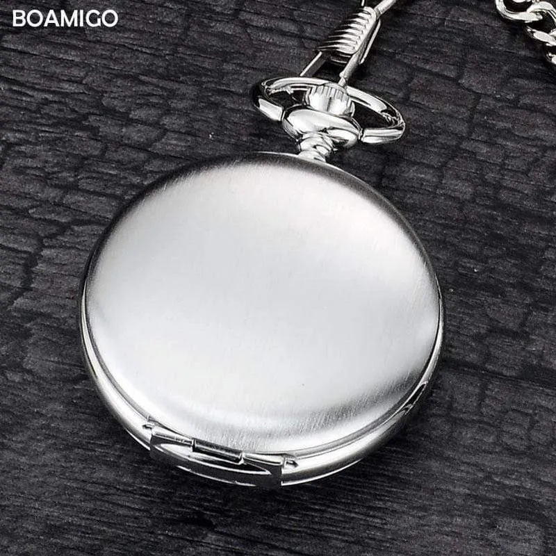 Taschenuhren Mode mechanische Handaufzug Skelettuhren Silber Geschenkuhr Legierungsgehäuse mit Kette