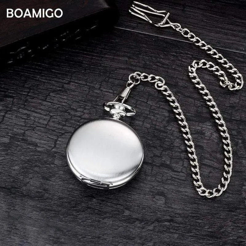 Taschenuhren Mode mechanische Handaufzug Skelettuhren Silber Geschenkuhr Legierungsgehäuse mit Kette
