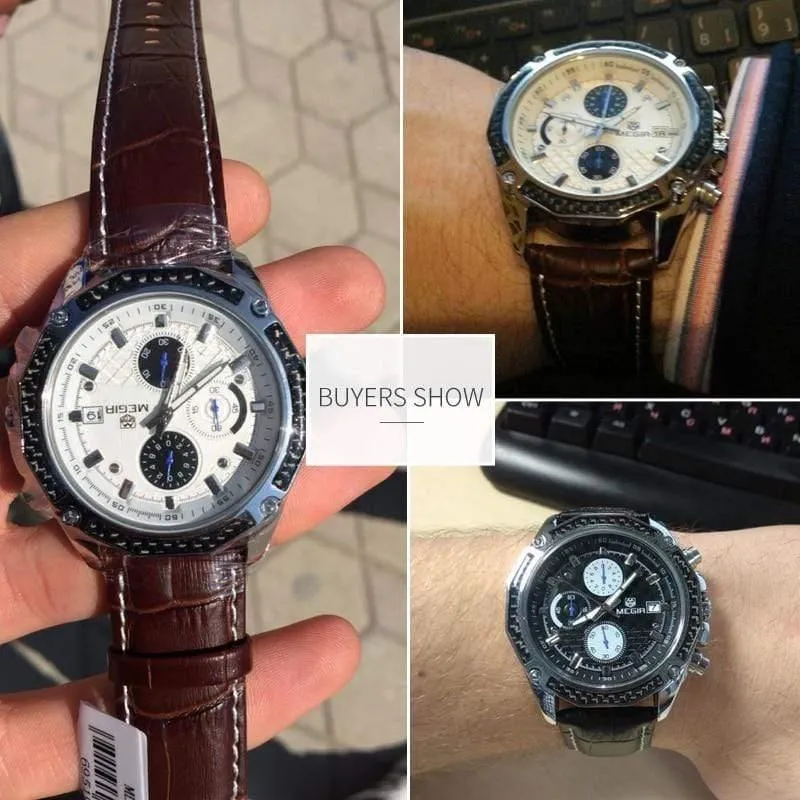 Quarz Herren Uhren Mode Echtes Leder Chronograph Uhr Uhr für Sanfte Männer Männliche Studenten Reloj Hombre