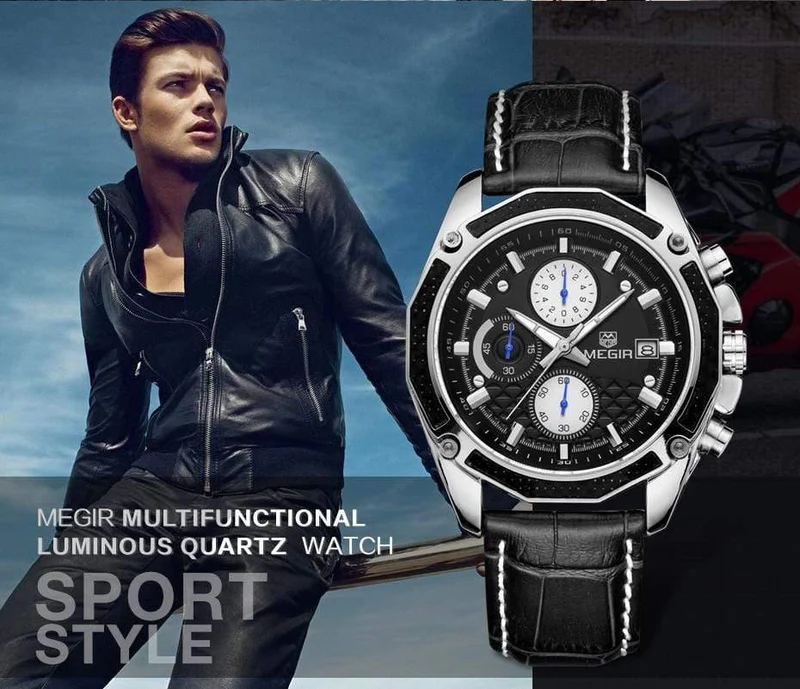 Quarz Herren Uhren Mode Echtes Leder Chronograph Uhr Uhr für Sanfte Männer Männliche Studenten Reloj Hombre