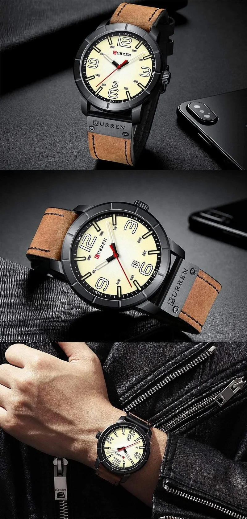 Herren Quarz Armbanduhren Männlichen Uhr Top Marke Luxus Reloj Hombres Leder Handgelenk Uhren mit Kalender