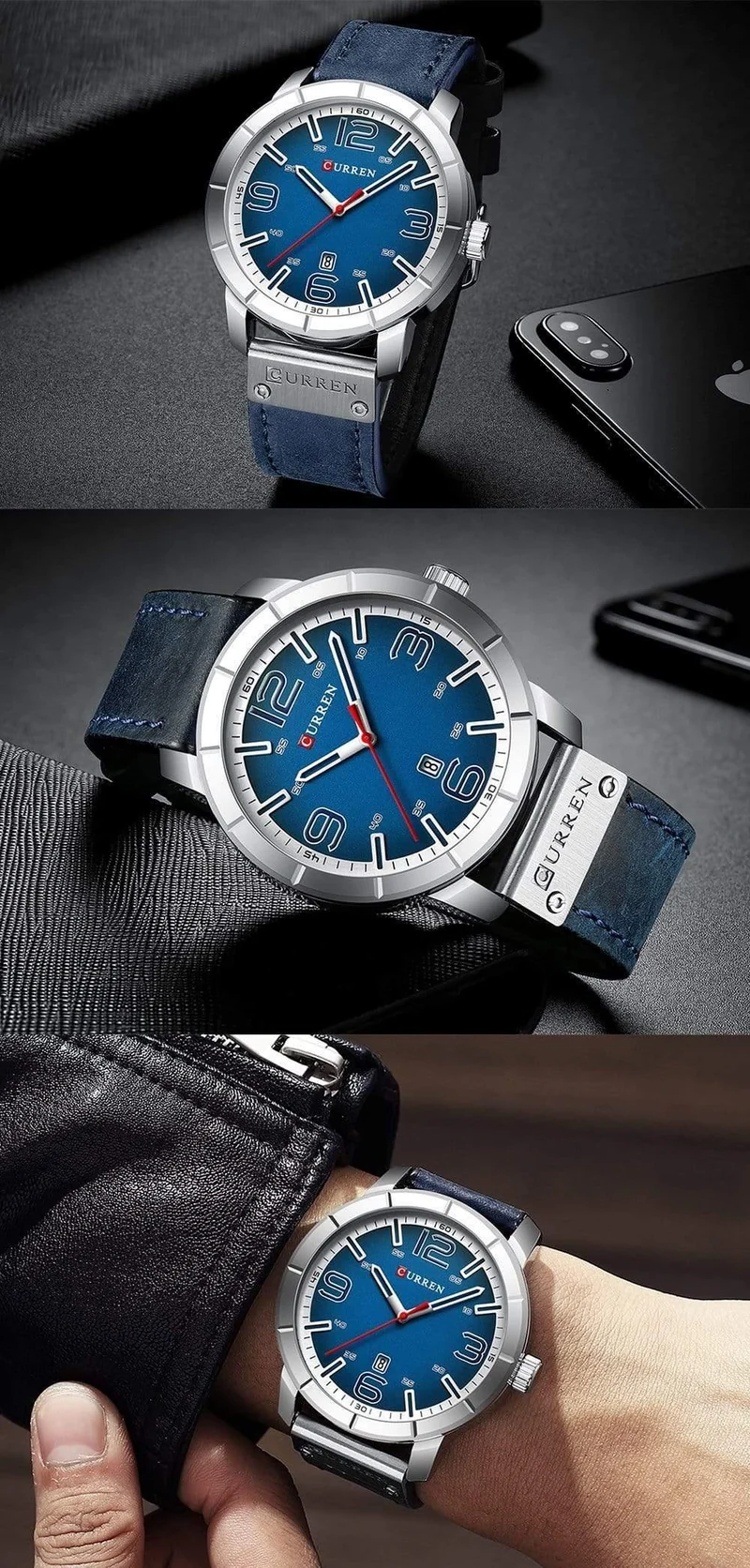 Herren Quarz Armbanduhren Männlichen Uhr Top Marke Luxus Reloj Hombres Leder Handgelenk Uhren mit Kalender