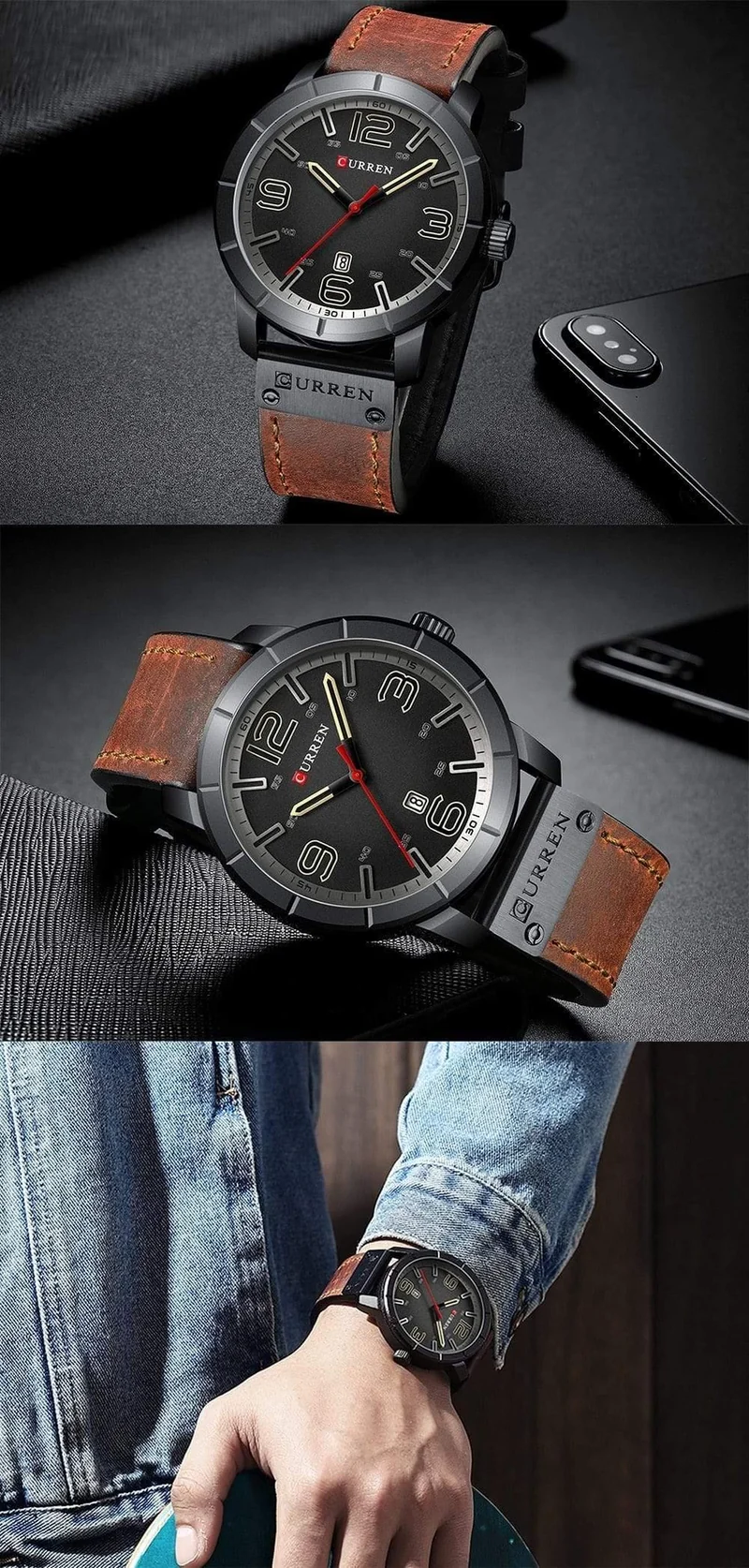 Herren Quarz Armbanduhren Männlichen Uhr Top Marke Luxus Reloj Hombres Leder Handgelenk Uhren mit Kalender