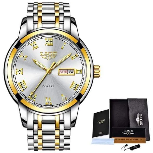 Uhr Männer Mode Sport Quarz Voller Stahl Gold Business Herren Uhren Top Brand Luxus Wasserdichte Uhr Relogio Masculino