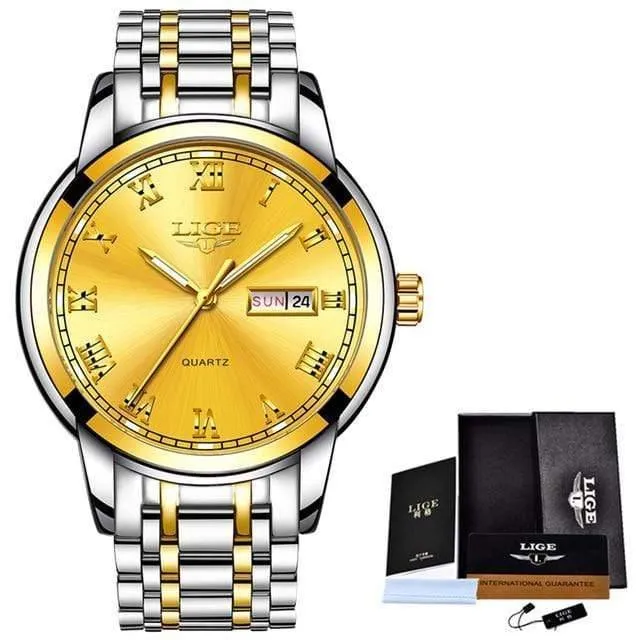 Uhr Männer Mode Sport Quarz Voller Stahl Gold Business Herren Uhren Top Brand Luxus Wasserdichte Uhr Relogio Masculino