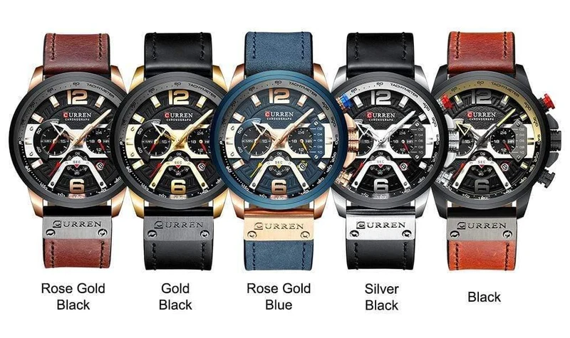 Lässige Sportuhren für Männer, blau, Top-Marke, Luxus, Militär, Lederarmbanduhr, Mann, Uhr, modische Chronographen-Armbanduhr