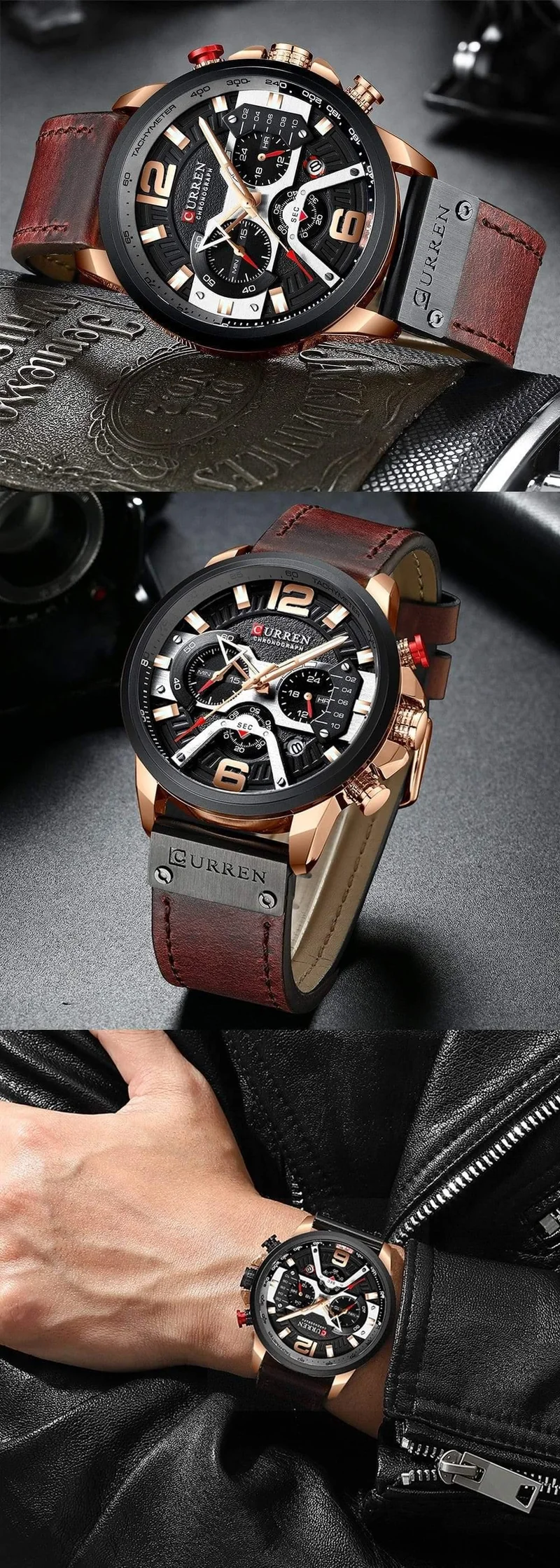 Lässige Sportuhren für Männer, blau, Top-Marke, Luxus, Militär, Lederarmbanduhr, Mann, Uhr, modische Chronographen-Armbanduhr