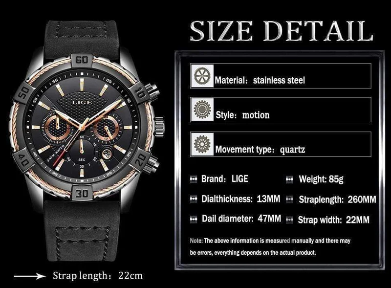 Herrenuhren Top-Marke Luxus Männer Casual Leder Wasserdicht Chronograph Männer Sport Quarzuhr Relogio Masculino