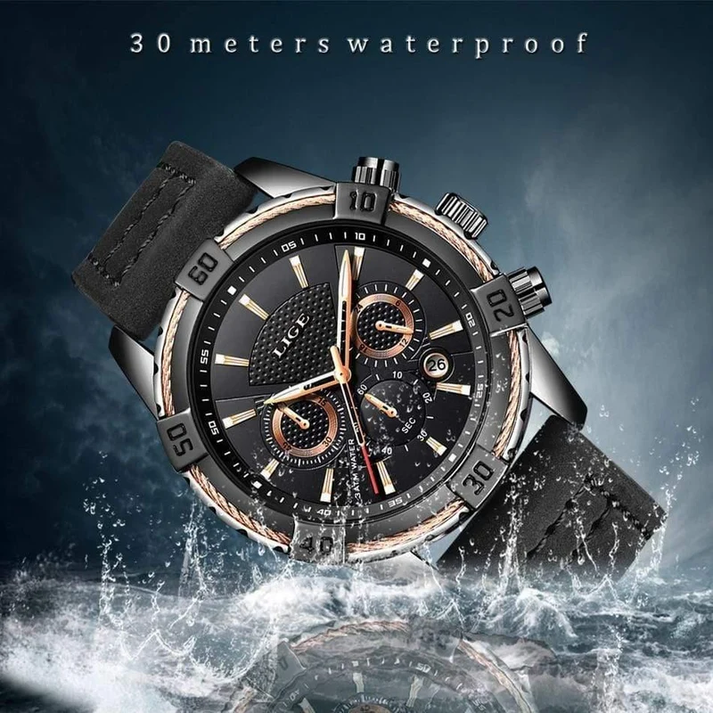 Herrenuhren Top-Marke Luxus Männer Casual Leder Wasserdicht Chronograph Männer Sport Quarzuhr Relogio Masculino
