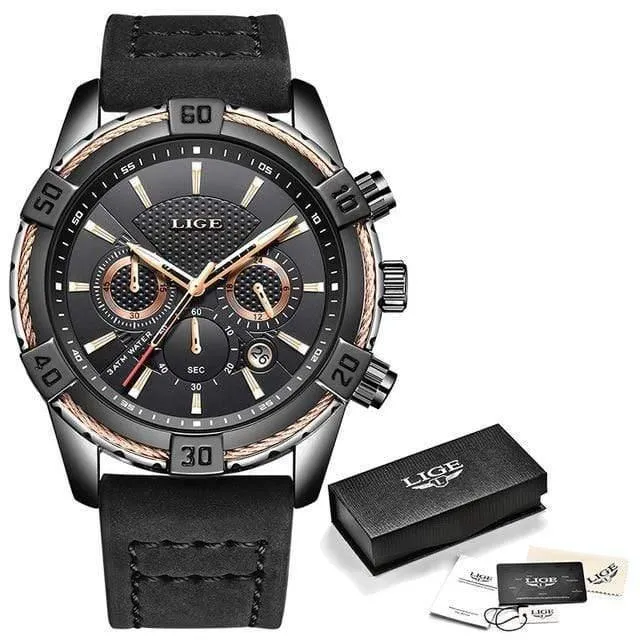 Herrenuhren Top-Marke Luxus Männer Casual Leder Wasserdicht Chronograph Männer Sport Quarzuhr Relogio Masculino
