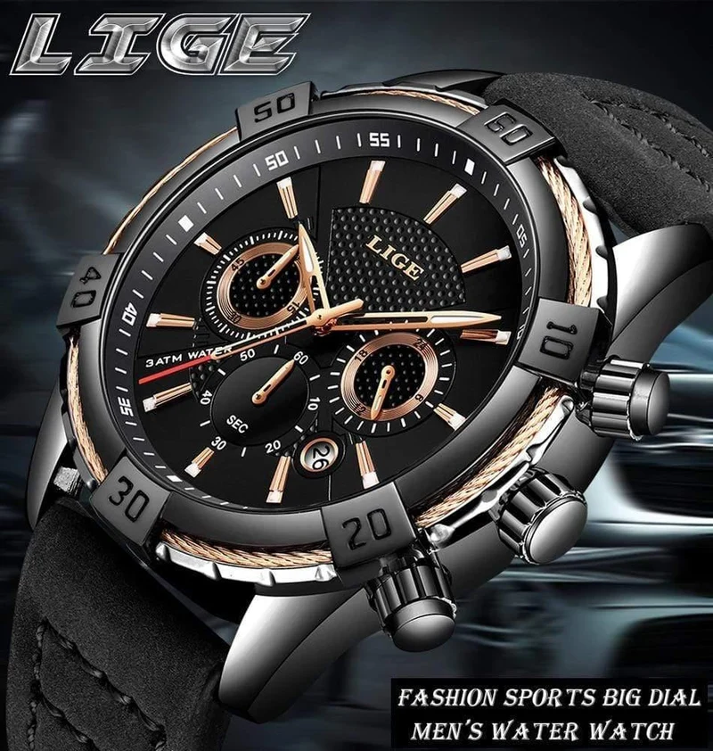 Herrenuhren Top-Marke Luxus Männer Casual Leder Wasserdicht Chronograph Männer Sport Quarzuhr Relogio Masculino