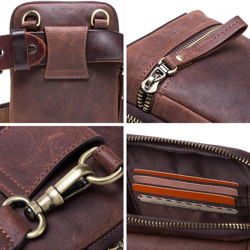Leder Männer Hüfttasche für Handy Umhängetasche Reisetasche kleine Umhängetaschen Kartenhalter Taschen