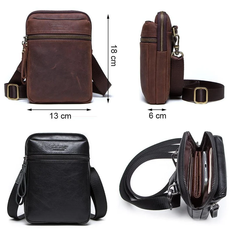 Leder Männer Hüfttasche für Handy Umhängetasche Reisetasche kleine Umhängetaschen Kartenhalter Taschen