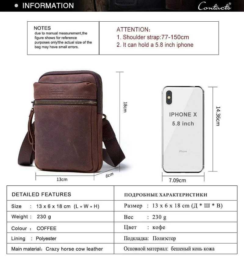 Leder Männer Hüfttasche für Handy Umhängetasche Reisetasche kleine Umhängetaschen Kartenhalter Taschen