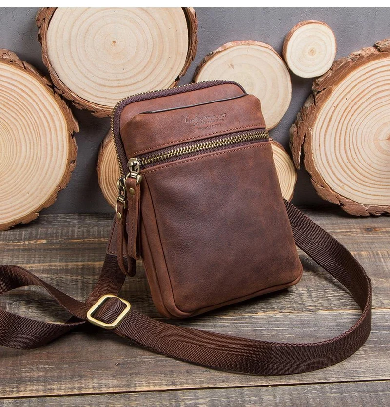 Leder Männer Hüfttasche für Handy Umhängetasche Reisetasche kleine Umhängetaschen Kartenhalter Taschen