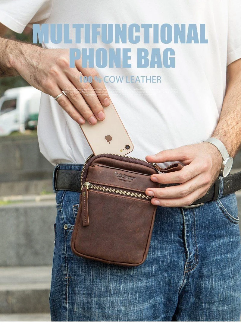 Leder Männer Hüfttasche für Handy Umhängetasche Reisetasche kleine Umhängetaschen Kartenhalter Taschen