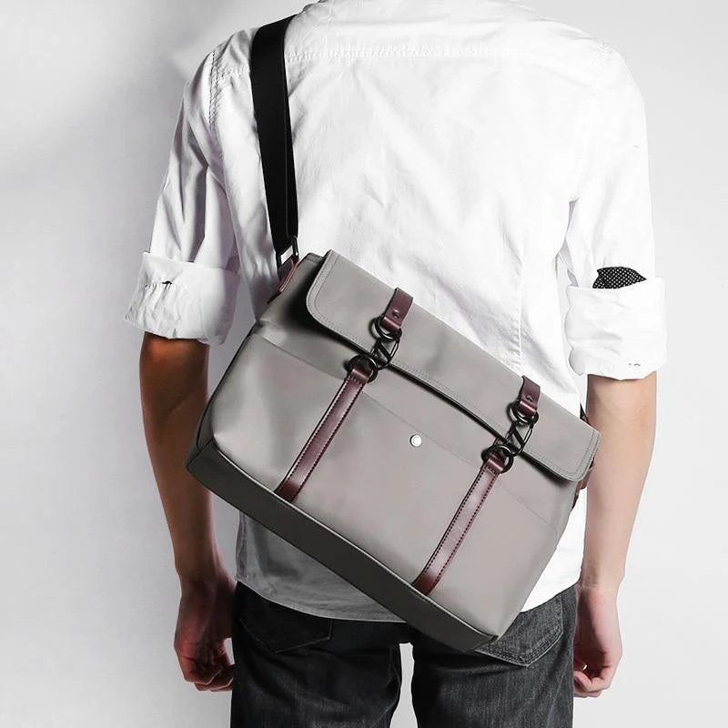 Herren Messenger Bags Canvas Umhängetasche Mode Männer Business Einfarbig Reise Handtasche für 13 Zoll Laptop