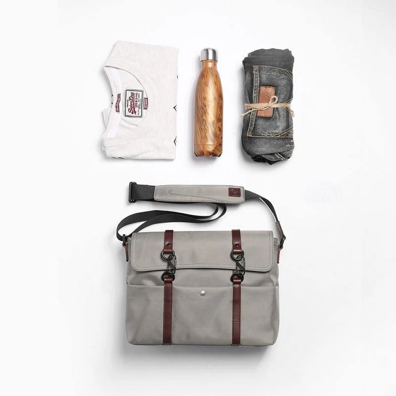 Herren Messenger Bags Canvas Umhängetasche Mode Männer Business Einfarbig Reise Handtasche für 13 Zoll Laptop