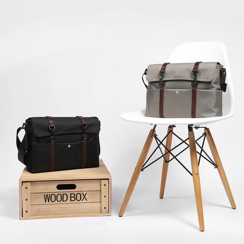 Herren Messenger Bags Canvas Umhängetasche Mode Männer Business Einfarbig Reise Handtasche für 13 Zoll Laptop