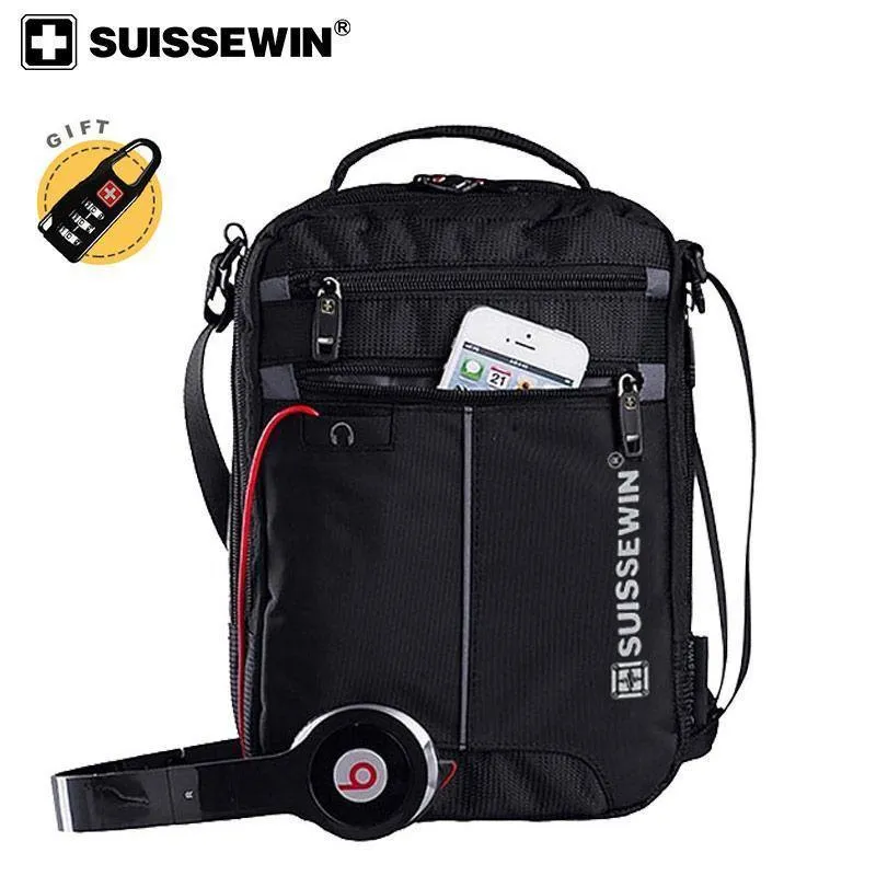 Umhängetasche Kleine Messenger Bag für Tablets und Dokumente Schwarze Herrenhandtasche 11-Zoll-Crossbody-Taschen für Studenten