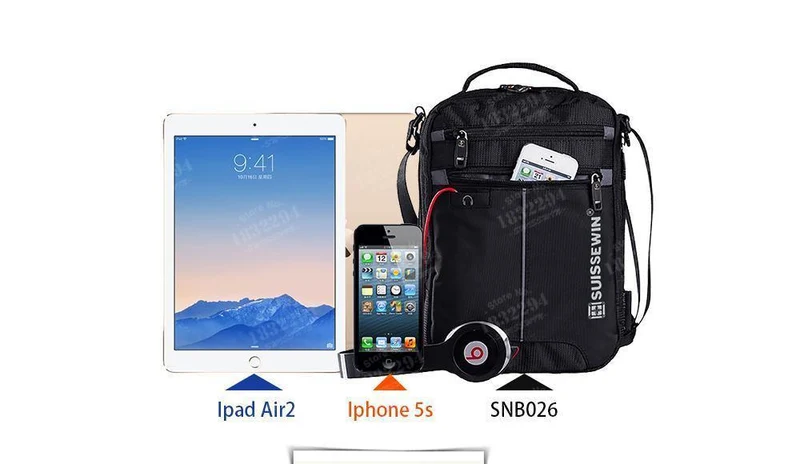Umhängetasche Kleine Messenger Bag für Tablets und Dokumente Schwarze Herrenhandtasche 11-Zoll-Crossbody-Taschen für Studenten