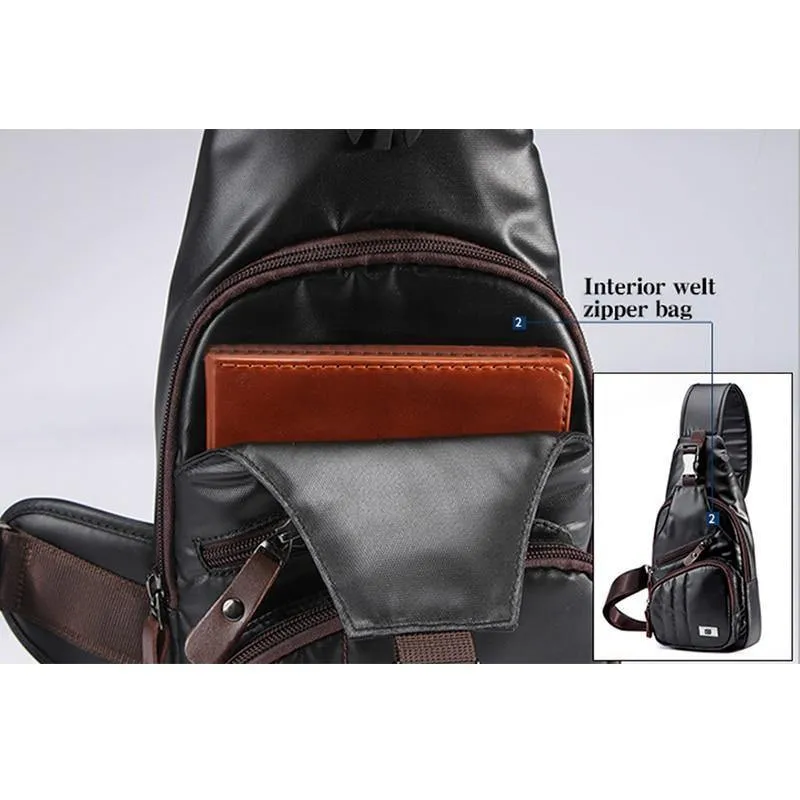 Leder herren Tasche Reise Einzelnen Schulter Messenger Taschen Mehrzweck Brust Pack Casual multifunktionale Bolsas
