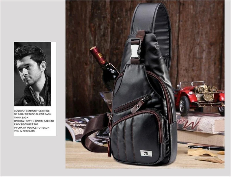 Leder herren Tasche Reise Einzelnen Schulter Messenger Taschen Mehrzweck Brust Pack Casual multifunktionale Bolsas