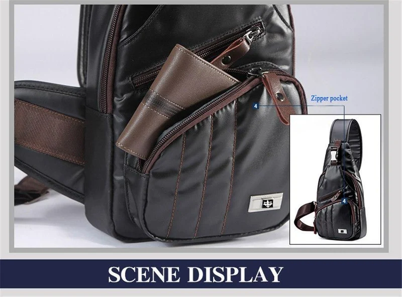 Leder herren Tasche Reise Einzelnen Schulter Messenger Taschen Mehrzweck Brust Pack Casual multifunktionale Bolsas
