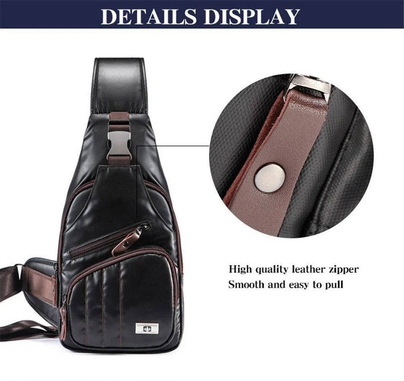 Leder herren Tasche Reise Einzelnen Schulter Messenger Taschen Mehrzweck Brust Pack Casual multifunktionale Bolsas