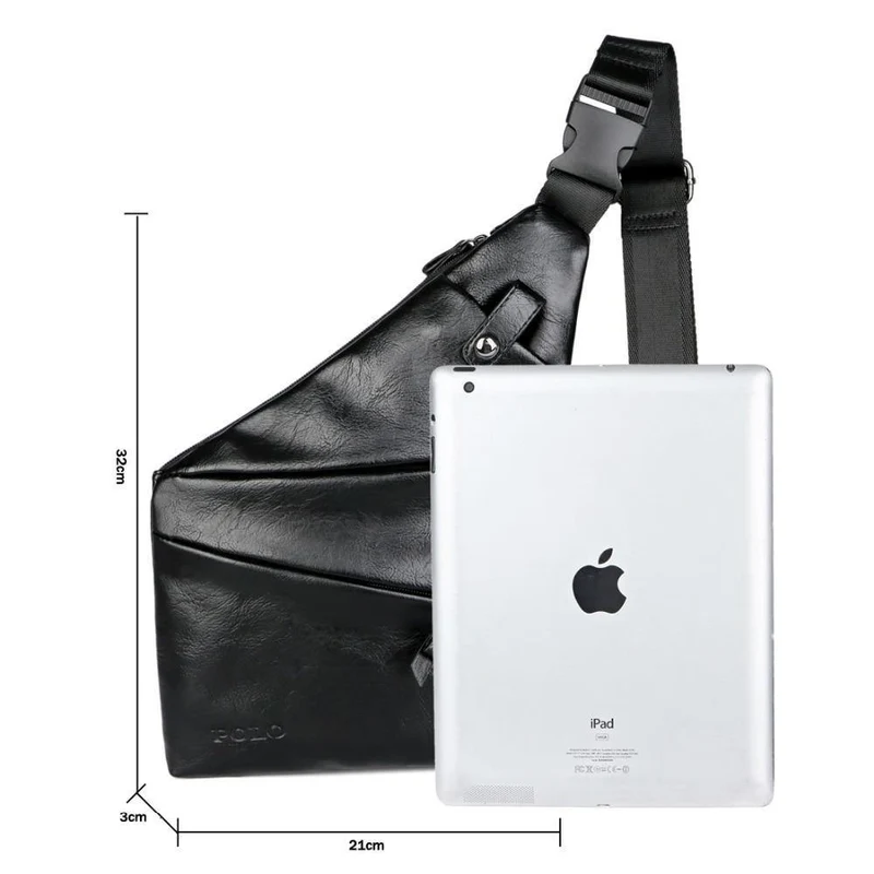 Leder Mann Messenger Bag Marke Schwarz Herrenmode Brusttasche Mit Fronttasche Casual Männer Sling Bag