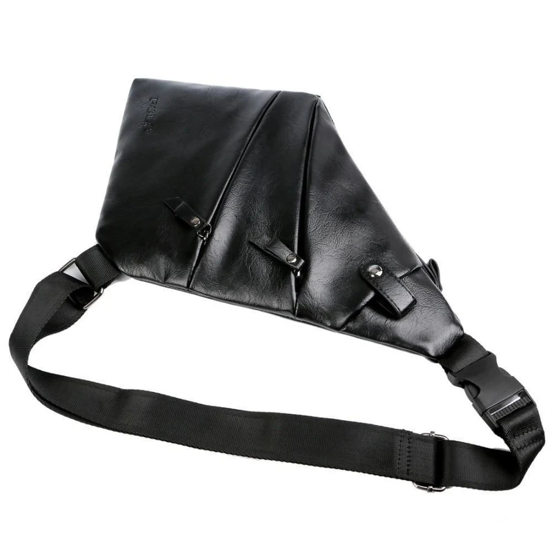 Leder Mann Messenger Bag Marke Schwarz Herrenmode Brusttasche Mit Fronttasche Casual Männer Sling Bag