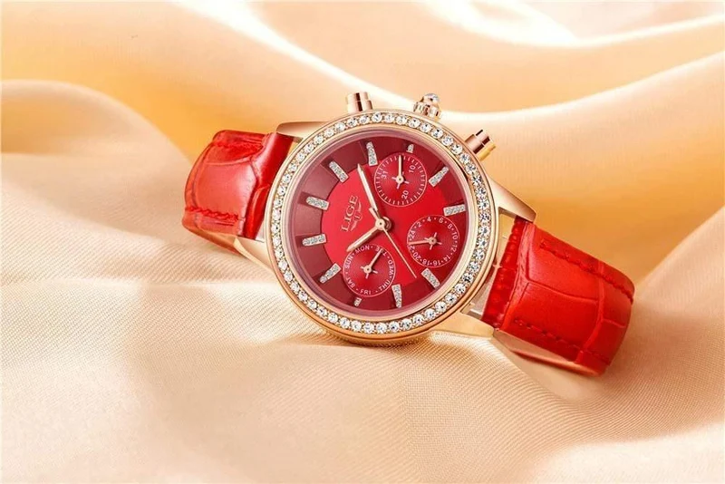 Frauen Uhren Freizeit mode Leder Quarz Damen Diamant Kleid uhr Weiblichen geschenk Relogio Feminino + Box