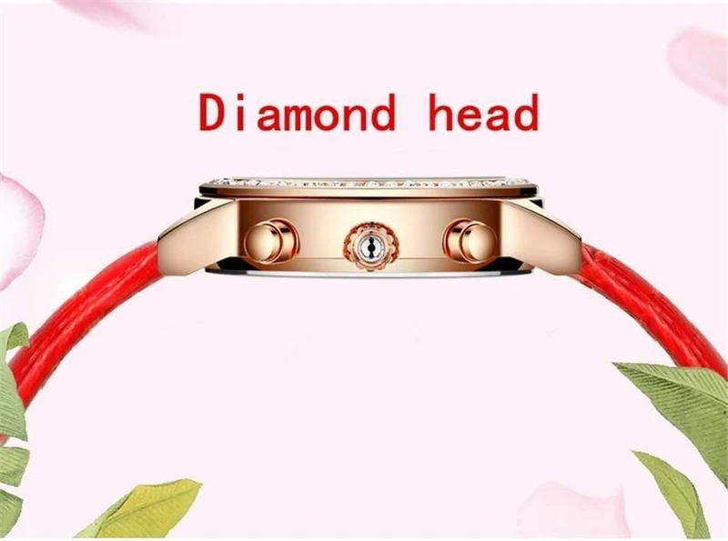 Frauen Uhren Freizeit mode Leder Quarz Damen Diamant Kleid uhr Weiblichen geschenk Relogio Feminino + Box