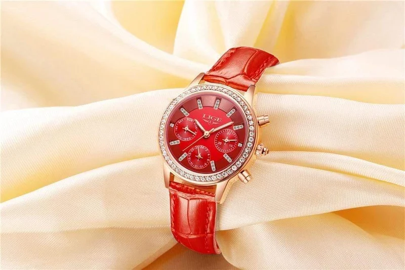 Frauen Uhren Freizeit mode Leder Quarz Damen Diamant Kleid uhr Weiblichen geschenk Relogio Feminino + Box