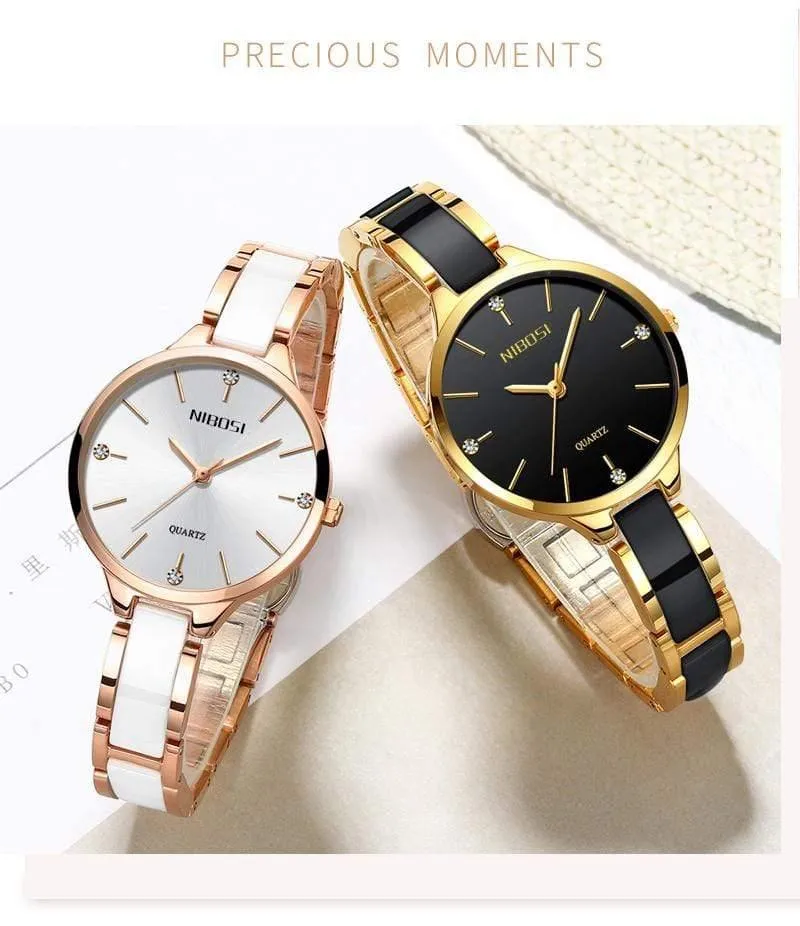Damenuhren Armbanduhr Damen Armbanduhr Damen Wasserdicht Modisch Lässig Kristall Zifferblatt Roségold