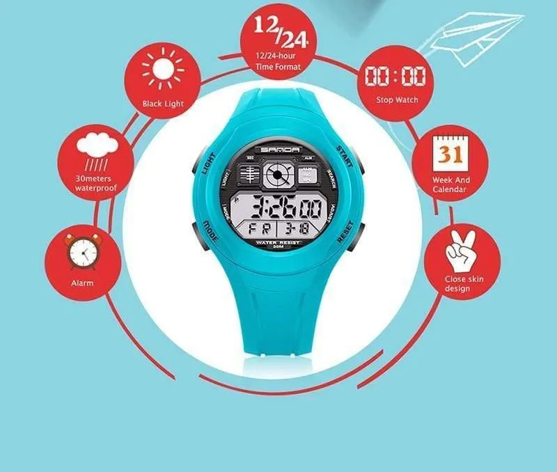 Kinderuhren Kinderuhren Sport Cartoon Casual Digitaluhr Jungen Mädchen LED Smart Multifunktions-Armbanduhren