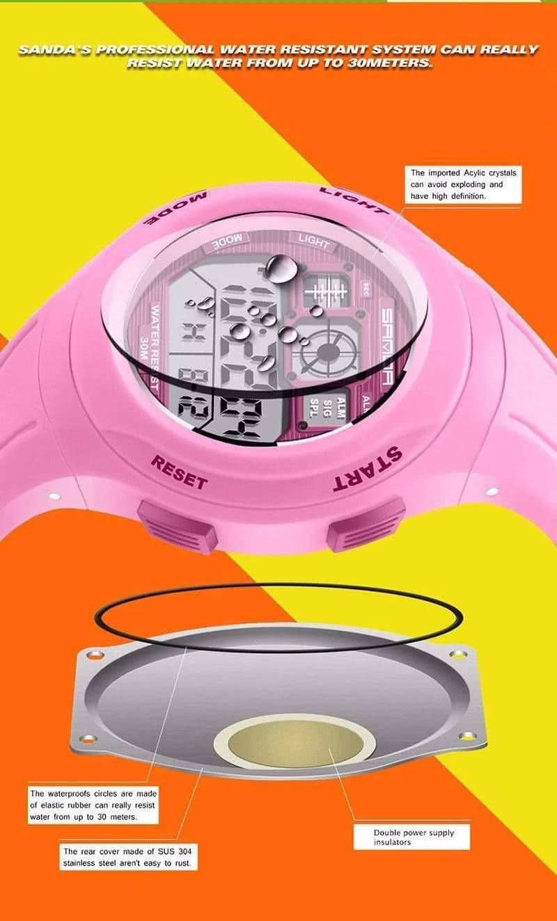 Kinderuhren Kinderuhren Sport Cartoon Casual Digitaluhr Jungen Mädchen LED Smart Multifunktions-Armbanduhren