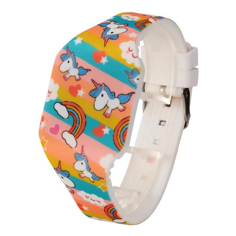 Kinderuhren, niedliche Mädchen-Armbanduhr, Quarz-Analog-Studentenuhr, Einhorn-Uhr für Mädchen, LED-Display-Uhr