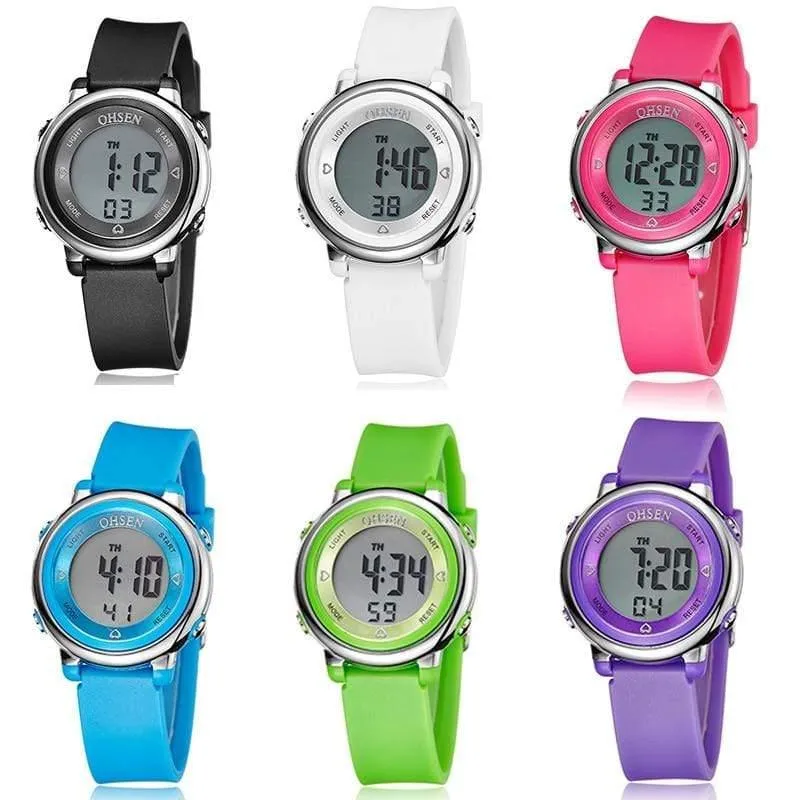Digitale Sport-Jungenuhren für Mädchen, blaue Kinderuhr, wasserdicht, LED-Alarm, Studentenuhr, relogio infantil