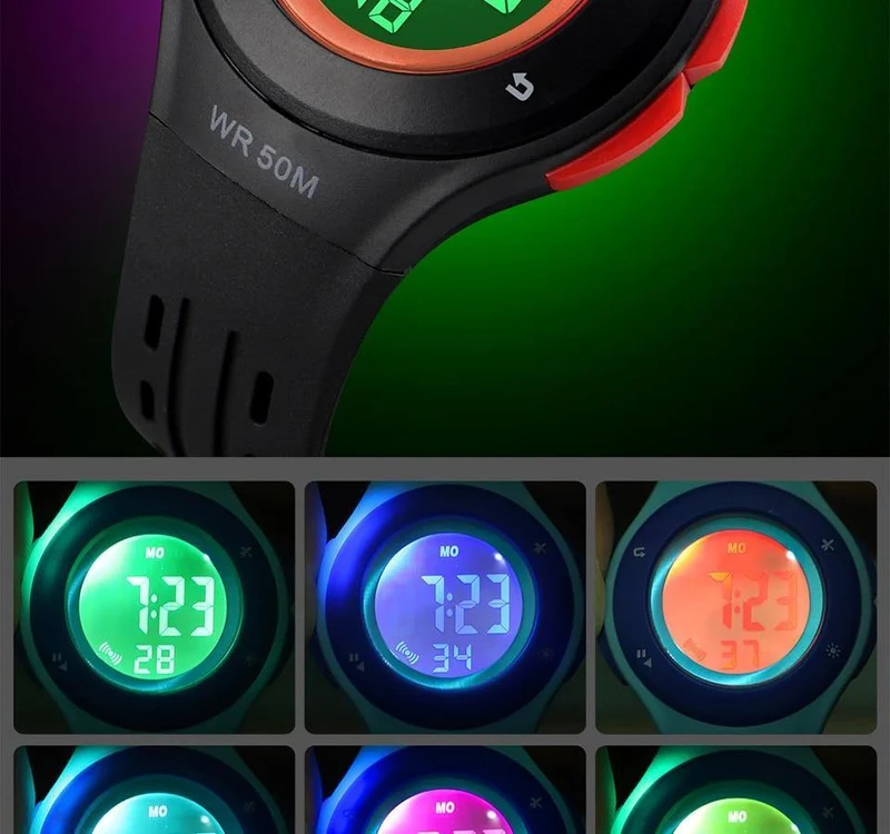 Wasserdichte Kinderuhr Jungen Mädchen LED Digital Sportuhren Kunststoff Kinder Alarm Datum Beiläufige Uhr Wählen Geschenk für Kind