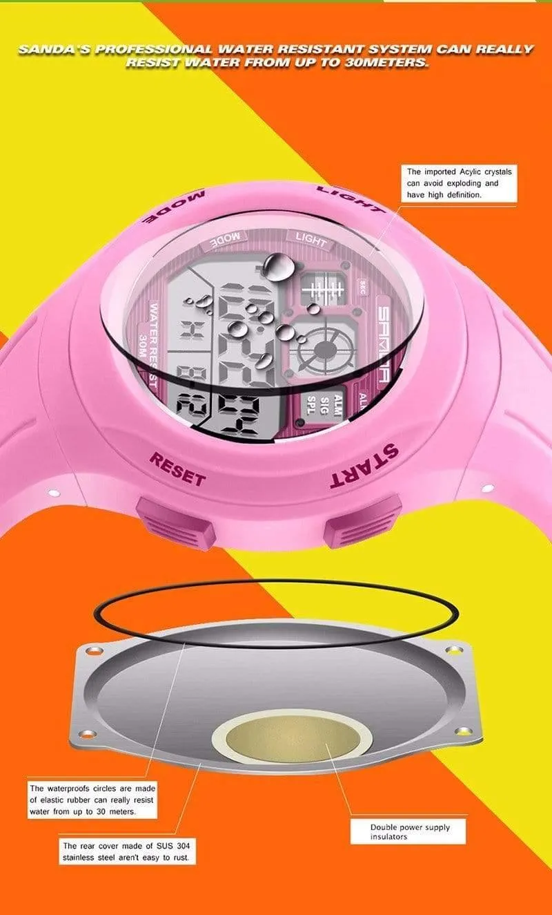 Kinderuhren LED Digital Multifunktionale Wasserdichte Armbanduhren Outdoor Sportuhren für Kinder Jungen Mädchen #331