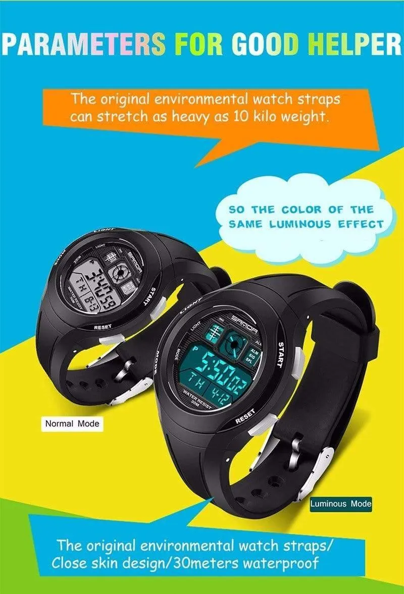 Kinderuhren LED Digital Multifunktionale Wasserdichte Armbanduhren Outdoor Sportuhren für Kinder Jungen Mädchen #331