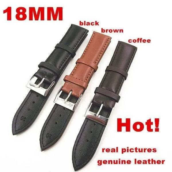 3 Teile/los Hohe qualität 18 MM echtes leder uhrenarmband uhrenarmband uhr teile-schwarz, braun, kaffee farbe-0201204