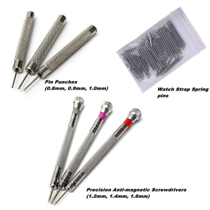 144Pcs Uhrwerkzeuge Uhröffner Repair Tool Kit Uhr Repair Tool Kit Fallöffner Link Uhr Pin Remover Set Federstab Fabrik