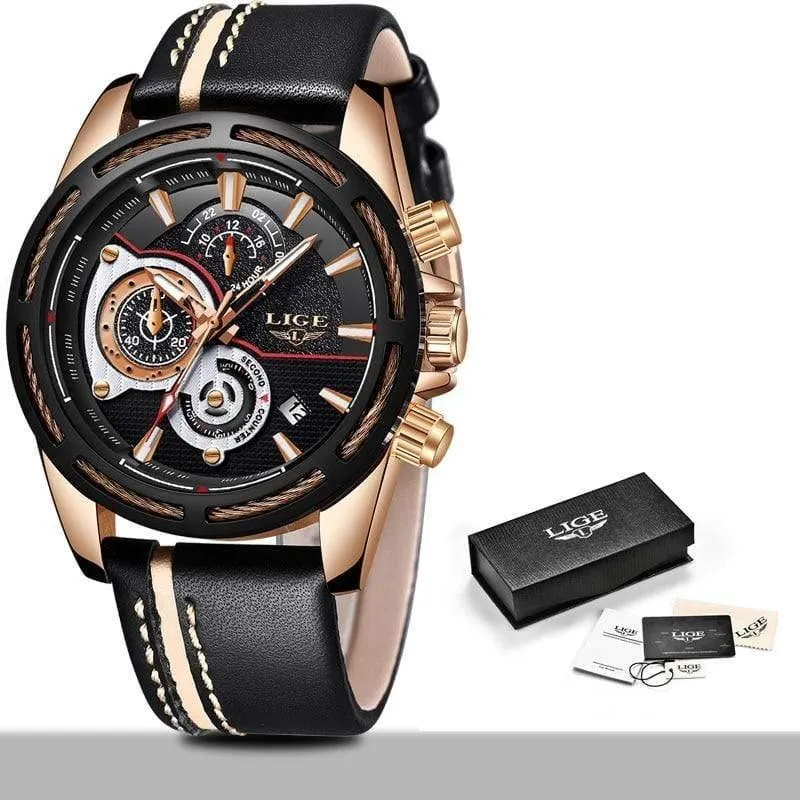 Herren Uhren Top Brand Luxus Quarz Uhr Männer Kalender Leder Militärische Wasserdichte Sport Armbanduhr Relogio Masculino