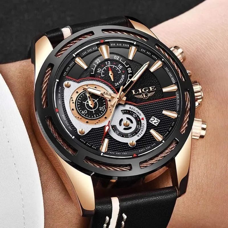 Herren Uhren Top Brand Luxus Quarz Uhr Männer Kalender Leder Militärische Wasserdichte Sport Armbanduhr Relogio Masculino
