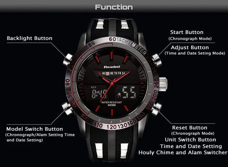 Sportuhr Herrenuhren Top-Marke Luxus Herren Armbanduhr Wasserdichte LED Electronic Digital Männlich relogio masculino