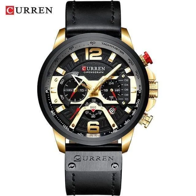 Herrenuhren Top-Marke Luxus Männer Casual Leder Wasserdicht Chronograph Männer Sport Quarzuhr Relogio Masculino